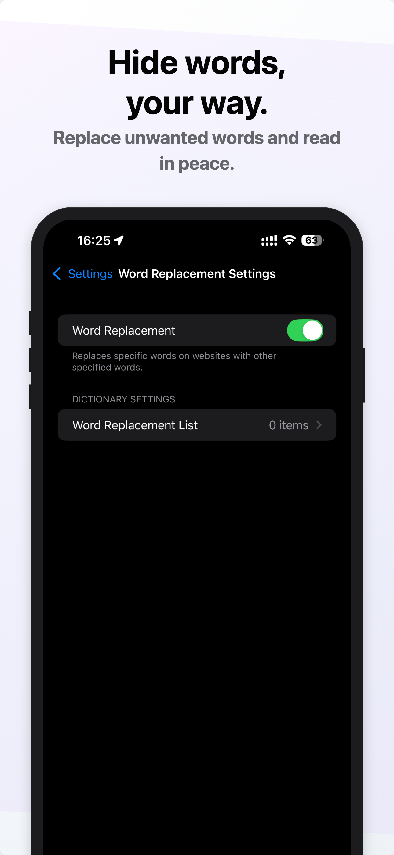 Word Replacement Settings